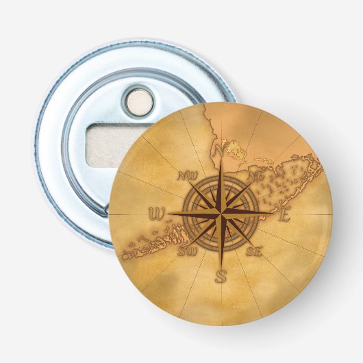 Kompassrose im Antikstil Flaschenöffner (Vorderseite)