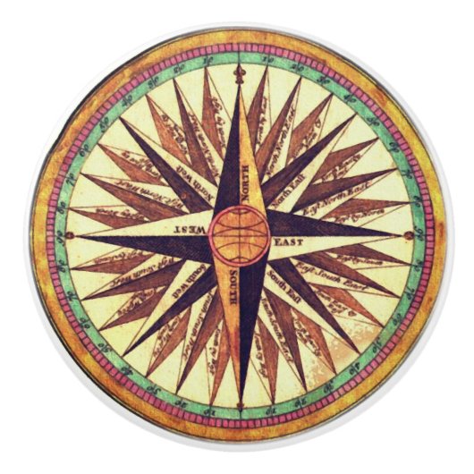 Kompassrose Keramik-Türgriff Keramikknauf (Vorderseite)