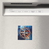 Kompassrose mit Rollrand im Bleiglas-Look Magnet (In Situ (Geschirrspüler))
