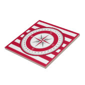 Kompassrose Rot-Weiß-Gestreift Fliese (Seite)