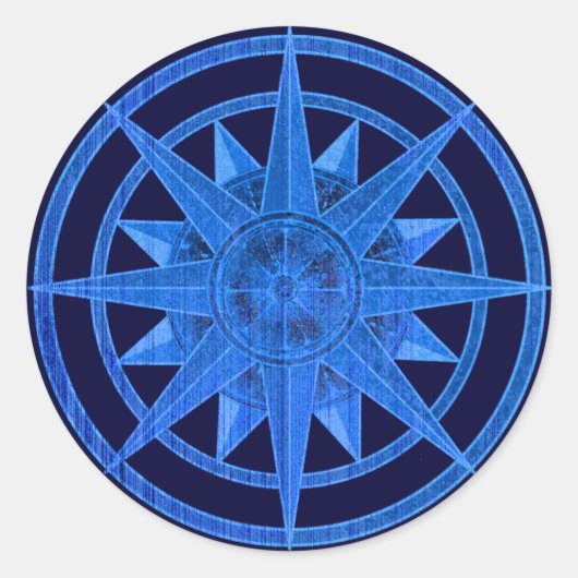 Kompassrose Runder Aufkleber (Vorderseite)
