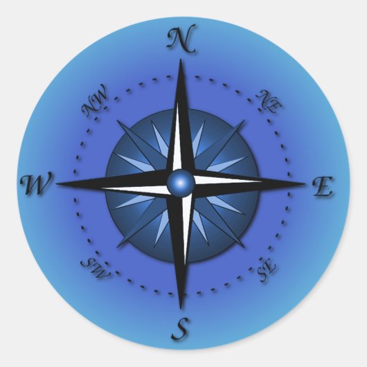 Kompassrose Runder Aufkleber (Vorderseite)