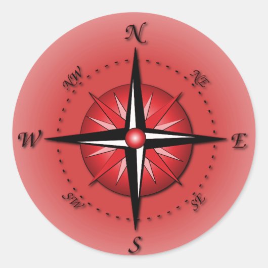 Kompassrose Runder Aufkleber (Vorderseite)