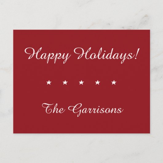 Komplett anpassbare Holidays Tischkarten Feiertagspostkarte (Vorderseite)