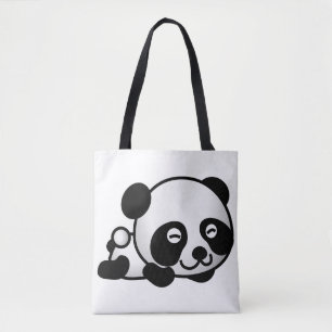 Komplett bedruckte Tragetasche. Panda. Tasche