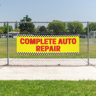Komplette Autoreparatur Karierte Flagge Groß Gelb Banner