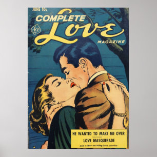Komplette Liebe Retro Vintage Comic Buch Cover Poster