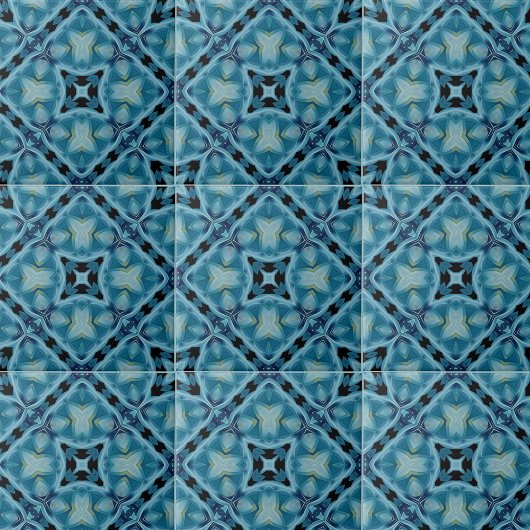 Komplex Soft Blue und Indigo Geometric Muster Fliese