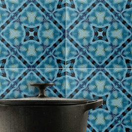 Komplex Soft Blue und Indigo Geometric Muster Fliese
