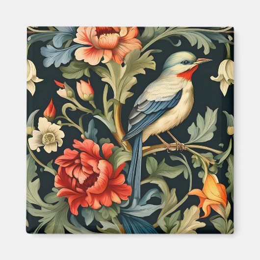 Komplexe Blumen mit Vogel Magnet (Vorne)