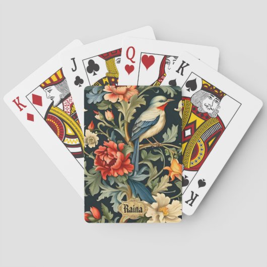 Komplexe Blumen mit Vogel Spielkarten (Rückseite)