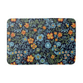Komplexe Blumenkunst: Blaue und orangefarbene Blum Badematte (Vorderseite)