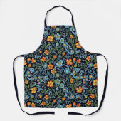 Komplexe Blumenkunst: Blaue und orangefarbene Blum Schürze (Vorderseite)