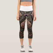 Komplexe digitale Mandala-Kunst Capri Leggings (Vorderseite)