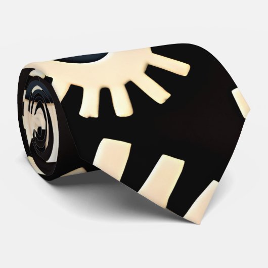 Komplexe Gears Beige Geometrisches Muster Krawatte (Gerollt)