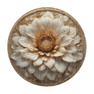 Komplexe goldene verzierte Blumenrelief Schneidebrett