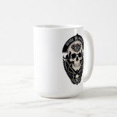 Komplexe gotische Schädelillustration Kaffeetasse (VorderseiteRechts)
