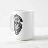 Komplexe gotische Schädelillustration Kaffeetasse (Vorderseite Links)