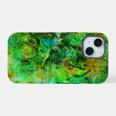 Komplexe grüne Texturen iPhone 15 Hülle (Rückseite (Horizontal))