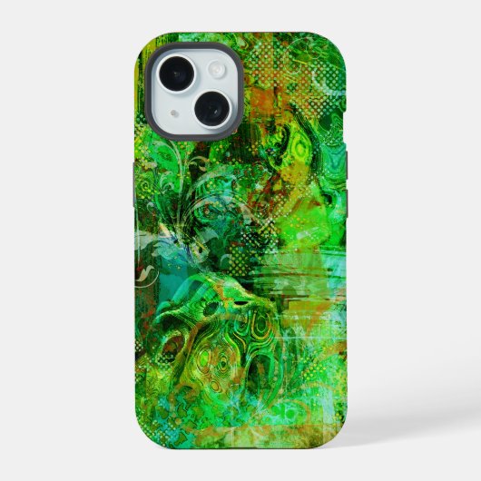 Komplexe grüne Texturen iPhone 15 Hülle (Rückseite)