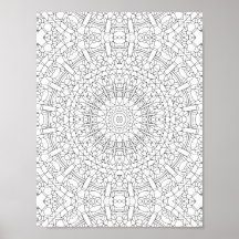 Komplexe Kaleidoskop-Mandala-Malvorlage