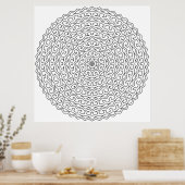 Komplexe konzentrische Schleifen-Mandala mit flora Poster (Küche)