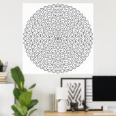 Komplexe konzentrische Schleifen-Mandala mit flora Poster (Heimbüro)