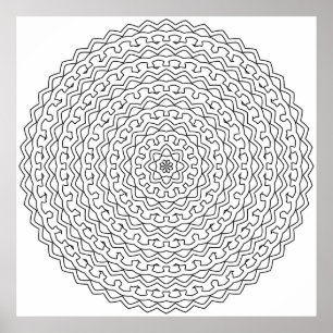 Komplexe konzentrische Schleifen-Mandala mit flora Poster