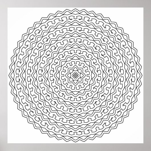 Komplexe konzentrische Schleifen-Mandala mit flora Poster (Vorne)