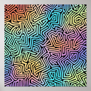 Komplexe leuchtende Tessellations-Wallpaper Poster