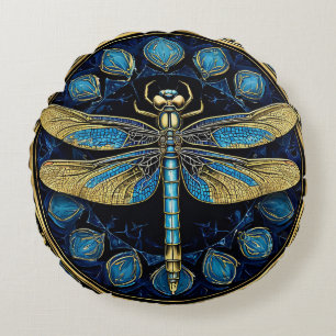 Komplexe Libellen-Kunst Rundes Kissen