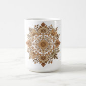 Komplexe Mandala-Blumen-Brauntöne-Kunst Kaffeetasse (Mittel)