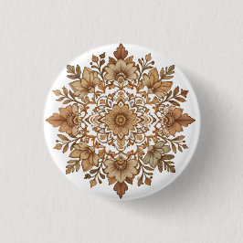 Komplexe Mandala Florale Brauntöne Kunst Button