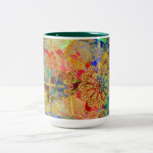 Komplexe Mandala-Muster in Gold Zweifarbige Tasse