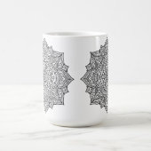 Komplexe schwarze Linien-Mandala-Kunst Kaffeetasse (Mittel)