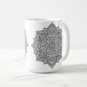 Komplexe schwarze Linien-Mandala-Kunst Kaffeetasse (VorderseiteRechts)