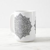 Komplexe schwarze Linien-Mandala-Kunst Kaffeetasse (Vorderseite Links)