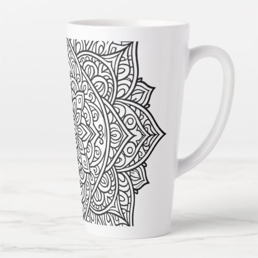 Komplexe schwarze Linien-Mandala-Kunst Milchtasse (Rechts)