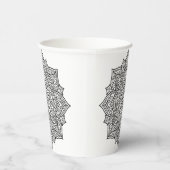 Komplexe schwarze Linien-Mandala-Kunst Pappbecher (Rechts)