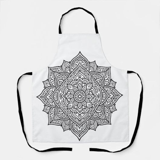 Komplexe Schwarze Linien-Mandala-Kunst Schürze (Vorderseite)