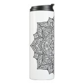 Komplexe schwarze Linien-Mandala-Kunst Thermosbecher (Nach links gedreht)