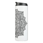Komplexe schwarze Linien-Mandala-Kunst Thermosbecher (Nach rechts gedreht)