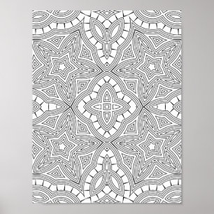 Komplexe Stern-Mandala-Muster-Malvorlage Kunst Poster