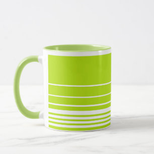 Komplexe Streifen in Kalkgrün und Weiß Tasse