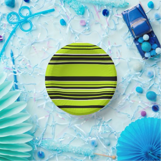 Komplexe Streifen - Kalkgrün Pappteller (Party)