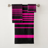 Komplexe Streifen - Magenta und Schwarz Badhandtuch Set (Insitu)