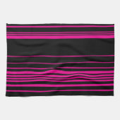 Komplexe Streifen - Magenta und Schwarz Geschirrtuch (Horizontal)