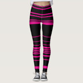 Komplexe Streifen - Magenta und Schwarz Leggings (Vorderseite)