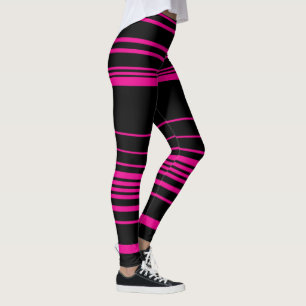 Komplexe Streifen - Magenta und Schwarz Leggings