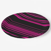 Komplexe Streifen - Magenta und Schwarz Pappteller (Schrägansicht)